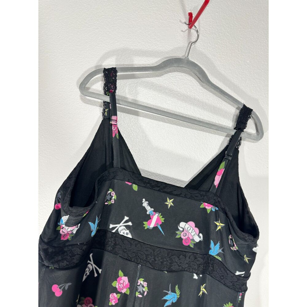 Betsey Johnson x Torrid Mesh Tattoo Midi Slip Dress PLUS 2X Lace Straps Skull BG - Picture 8 of 11